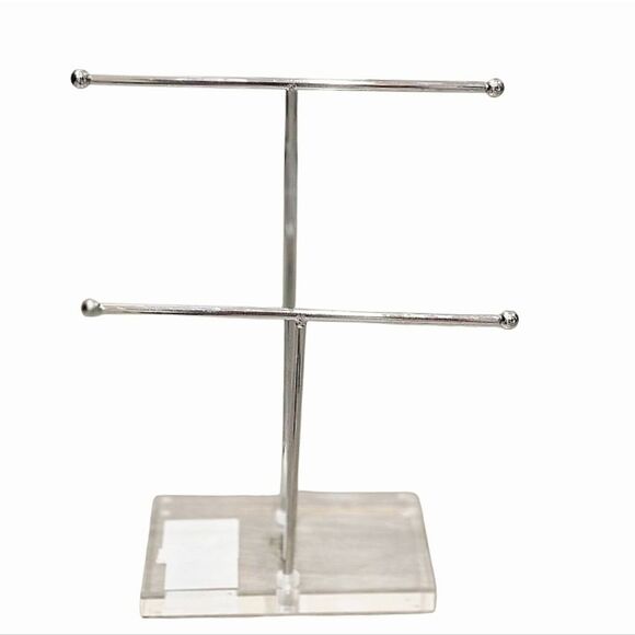At Home Acrylic Base Silver Jewelry Display Bar Organizer - Picture 2 of 6